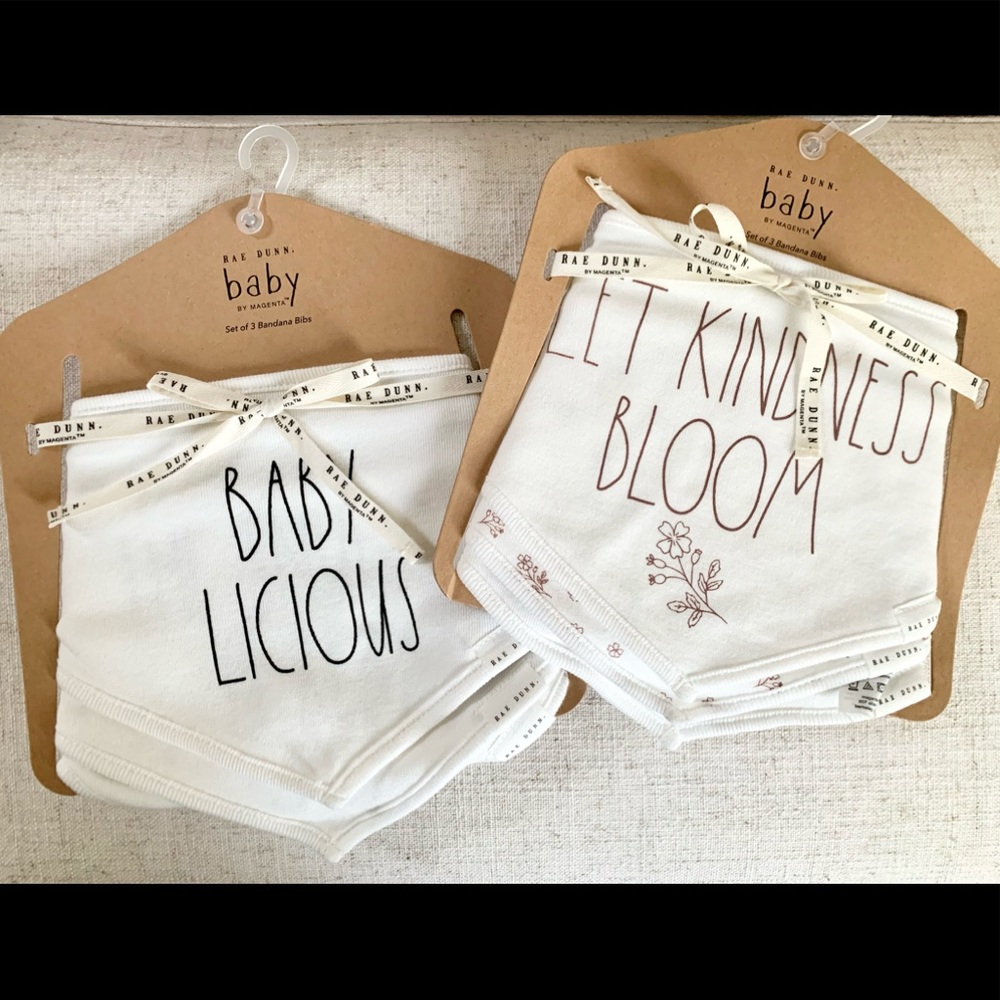 6 NWT Rae Dunn Cotton Snap Button Baby Bibs